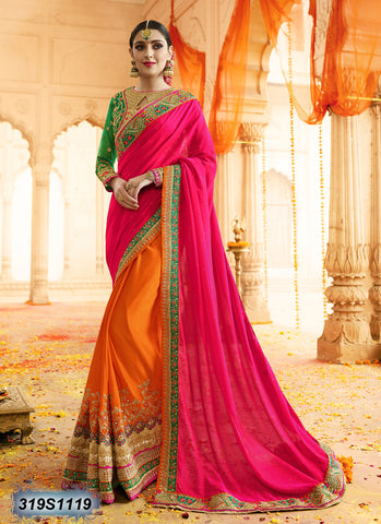 Pink Orange Georgette Sarees