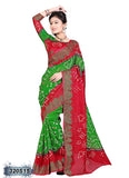 Red,Green Printed Art Silk Sarees