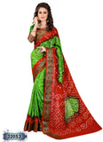 Red,Green Printed Art Silk Sarees