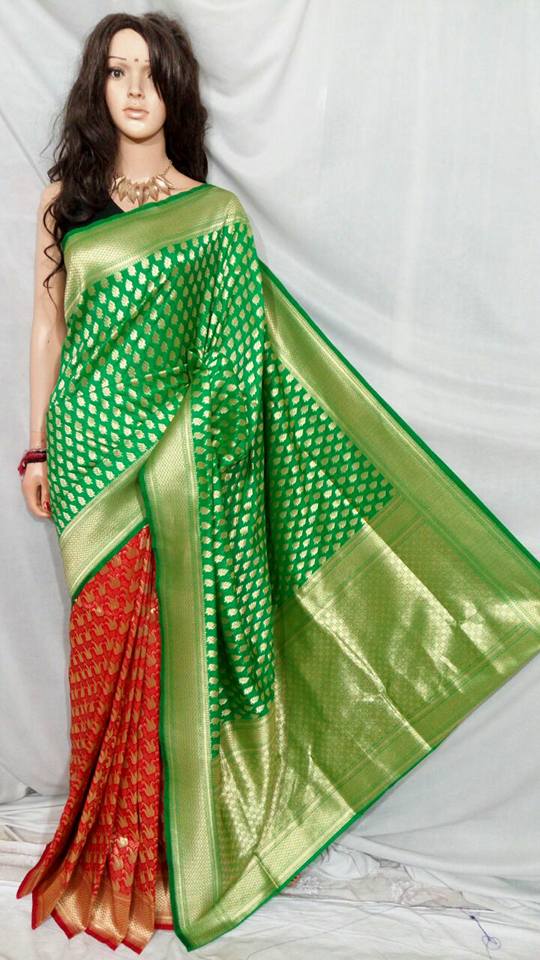 Buy SGF11 Woven Kanjivaram Pure Silk, Art Silk Green Sarees Online @ Best  Price In India | Flipkart.com