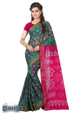 Pink,Green Poly Pure Cotton Sarees