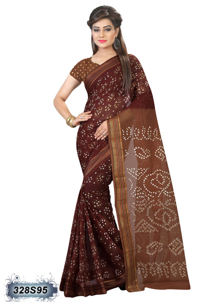 Brown Poly Pure Cotton Sarees