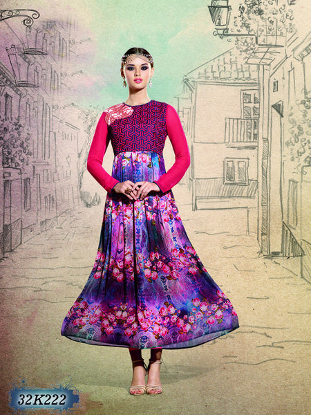 New Red Stitched Printed & Embroidery Kurtis