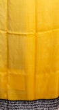 Yellow Black Block Printed Pure Silk Mark Certified Bishnupuri Silk Sarees