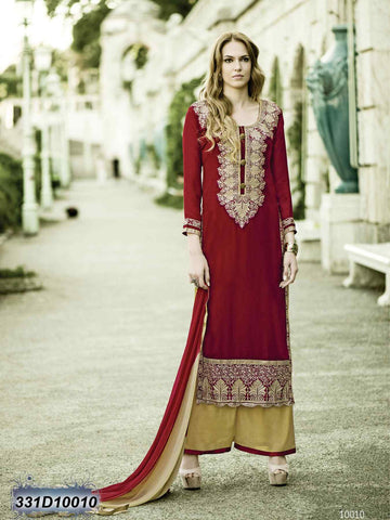 Pretty Brownish Red Georgette Anarkali Salwar