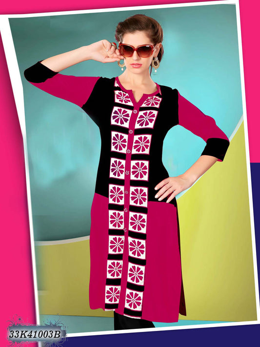 New Pink & Black Stitched Kurtis - Dailybuyys