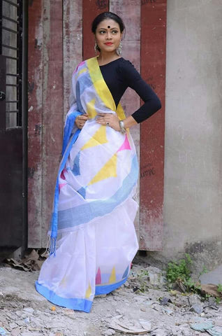 White S.G Handloom Pure Cotton Silk Sarees Get Extra 10% Discount on All Prepaid Transaction