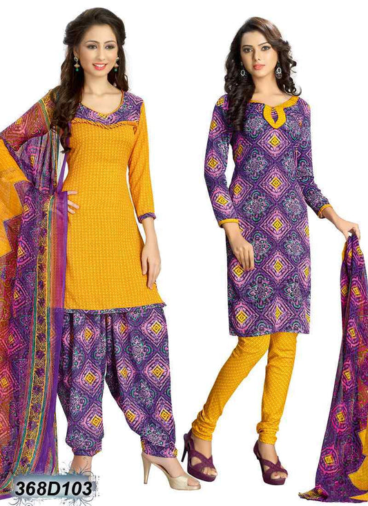 Yellow & Purple Crepe Salwar