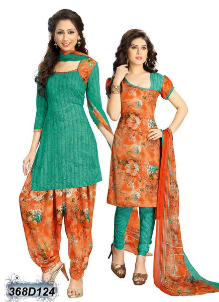 Light Green & Orange Crepe Salwar