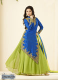 Blue Green Stitched Banglori Silk Net Salwar