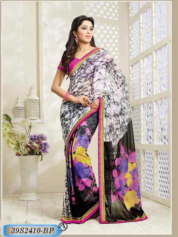 Pink White Georgette Sarees