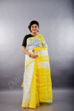 Yellow White Dhakai Jamdani Sarees