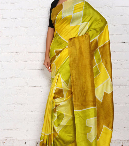 Yellow Pure Silk Mark Certified Murshidabad Silk Sarees