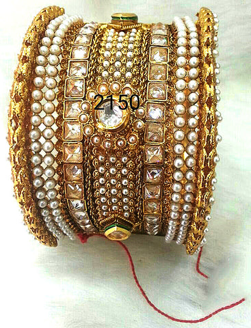 Golden white stone3 Bracelet Get Extra 10% Discount on All Prepaid Transaction