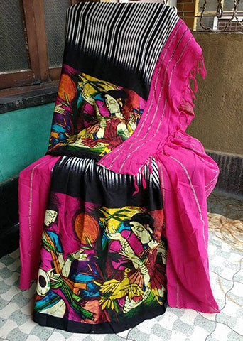 Pink Pure Cotton Khesh Sarees - Dailybuyys