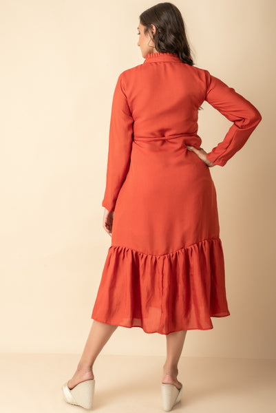 Rust Midi Red Imported Long Indo Western Kurtis  wear dress set