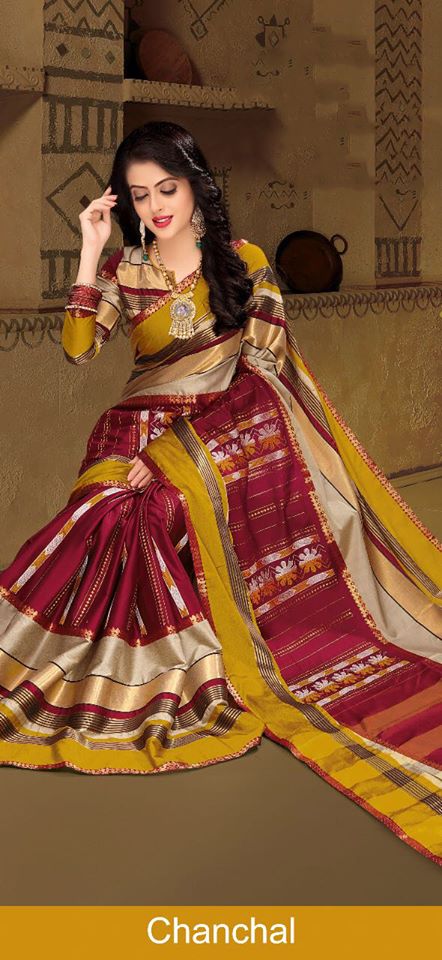 Yellow Red Pure Silk Sarees - Dailybuyys