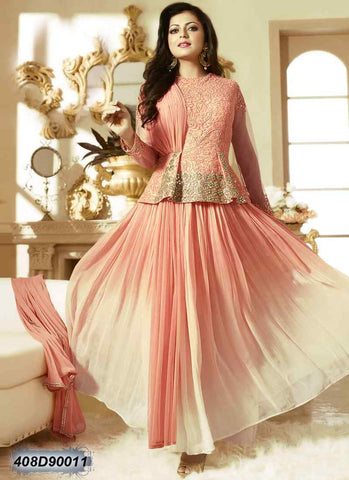 Peach,Cream Georgette Salwar