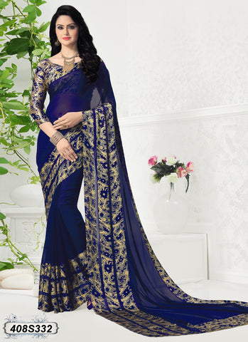 Navy Blue,Beige Satin Sarees