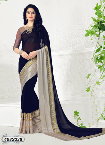 Navy Blue,Black,Beige Satin Sarees