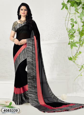 Black,Grey,Peach Satin Sarees