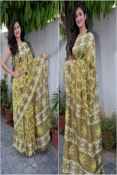 Yellow Pure Cotton Silk Sarees