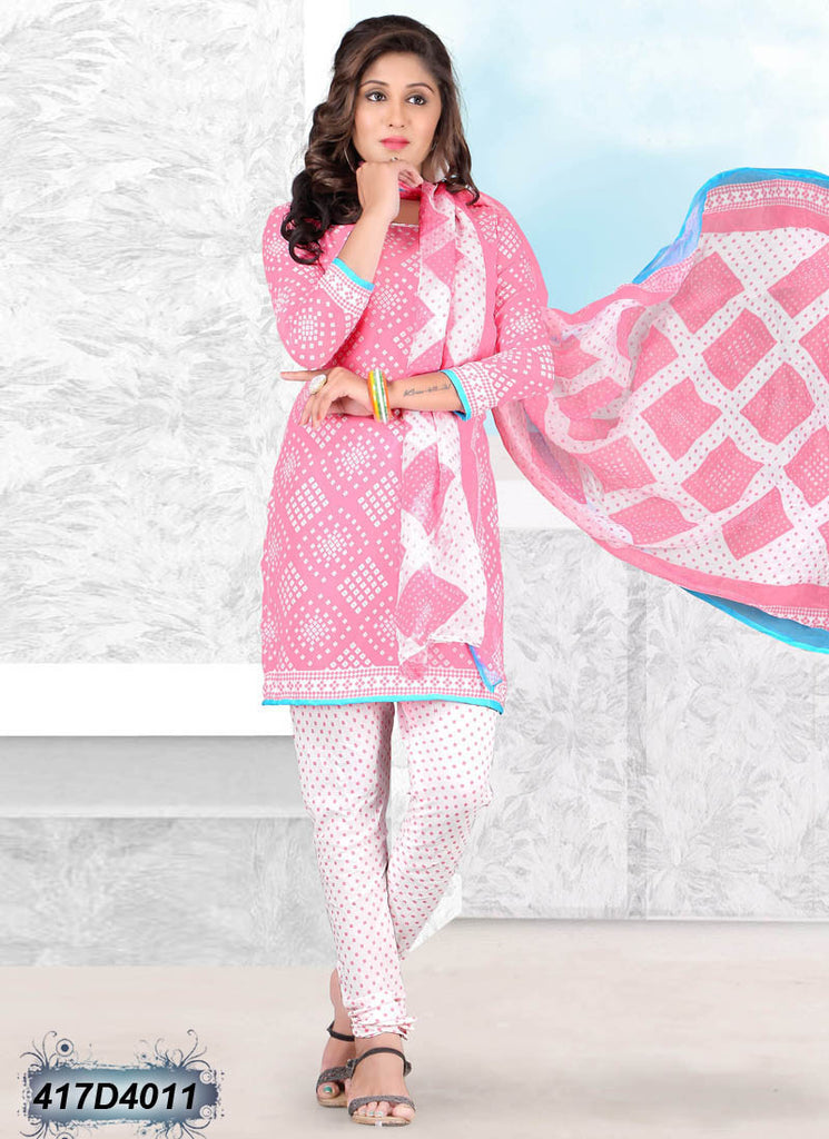 Pink UnStitched Crepe Georgette Salwar