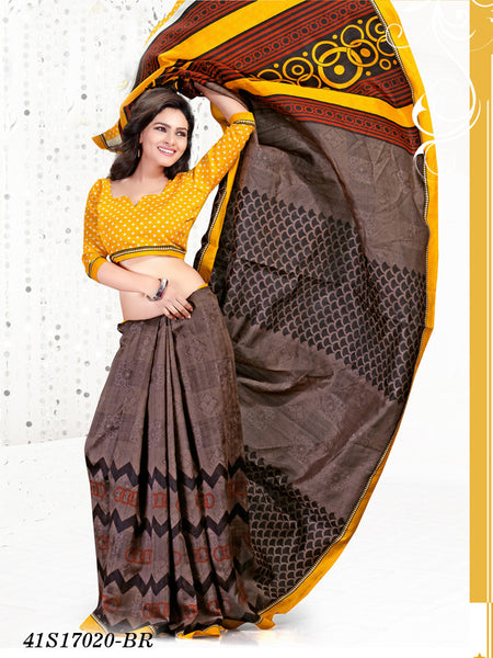 Yellow & Brown Banarasi Silk Sarees