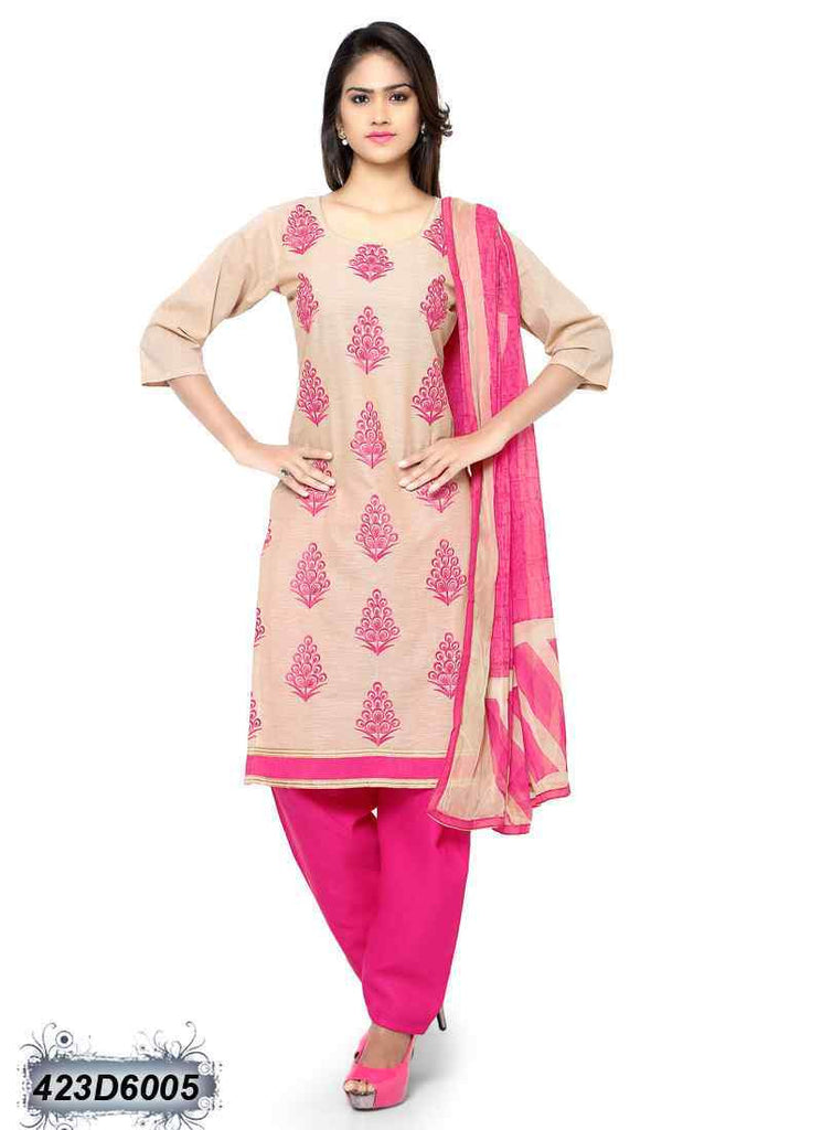 Beige Pink UnStitched Georgette Salwar - Dailybuyys