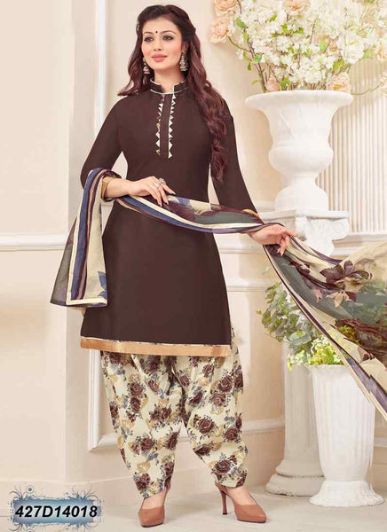 Brown Glace Pure Cotton Salwar