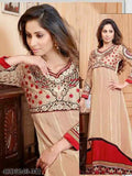 Beige,Red Georgette Salwar