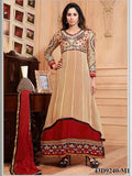 Beige,Red Georgette Salwar