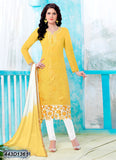 Yellow,White Glace Pure Cotton Salwar