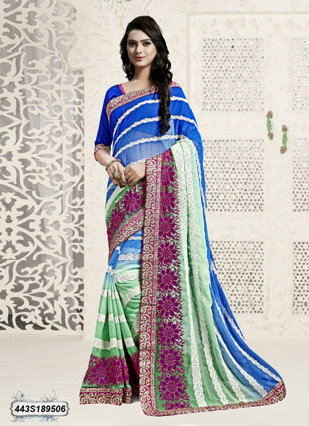 Blue,Green Georgette Sarees