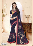 Navy Blue,Beige Georgette Sarees