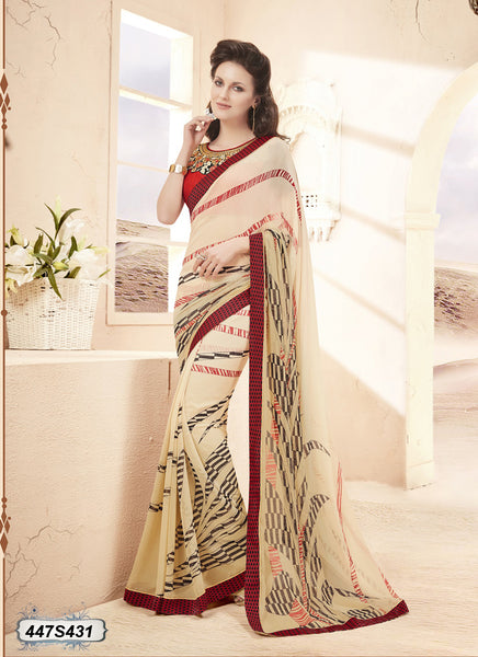 Off White,Yellow Georgette Sarees