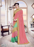 Green,Peach Georgette Sarees