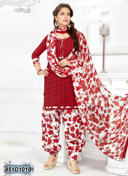 White & Red Pure Cotton Salwar