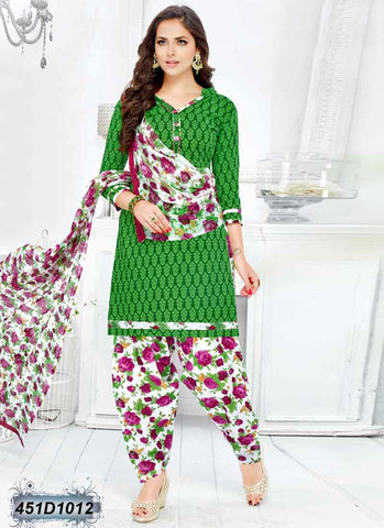 Green & White,Multi Pure Cotton Salwar