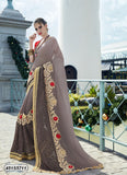 Grey,Red Georgette Sarees