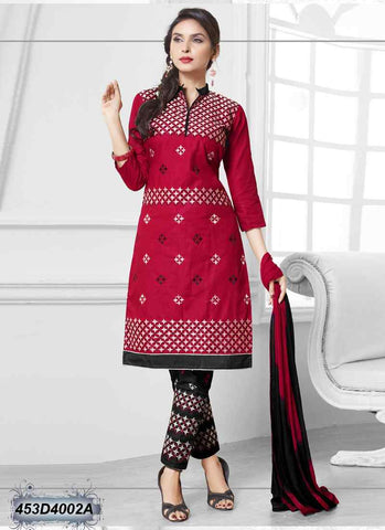 Black & Red UnStitched Cambric Pure Cotton Salwar