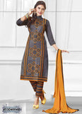 Grey & Yellow UnStitched Cambric Pure Cotton Salwar