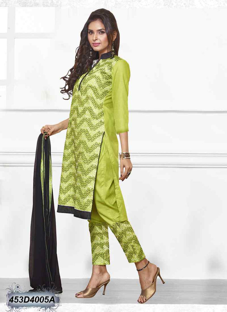 Green UnStitched Cambric Pure Cotton Salwar