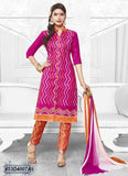 Pink & OrangeUnStitched Cambric Pure Cotton Salwar