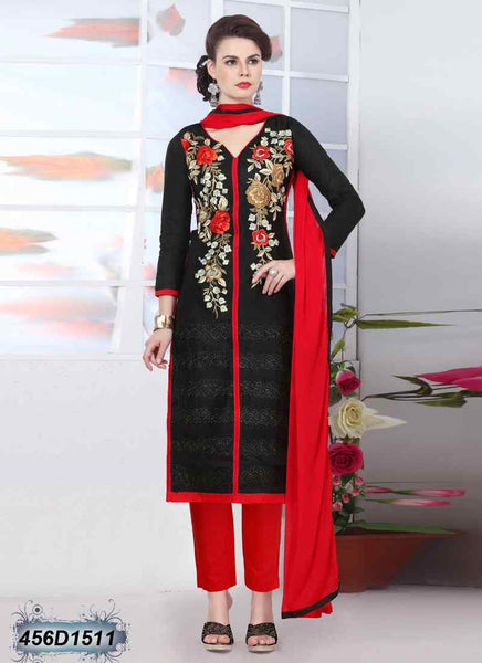 Black & Red Glace Cotton Salwar - Dailybuyys
