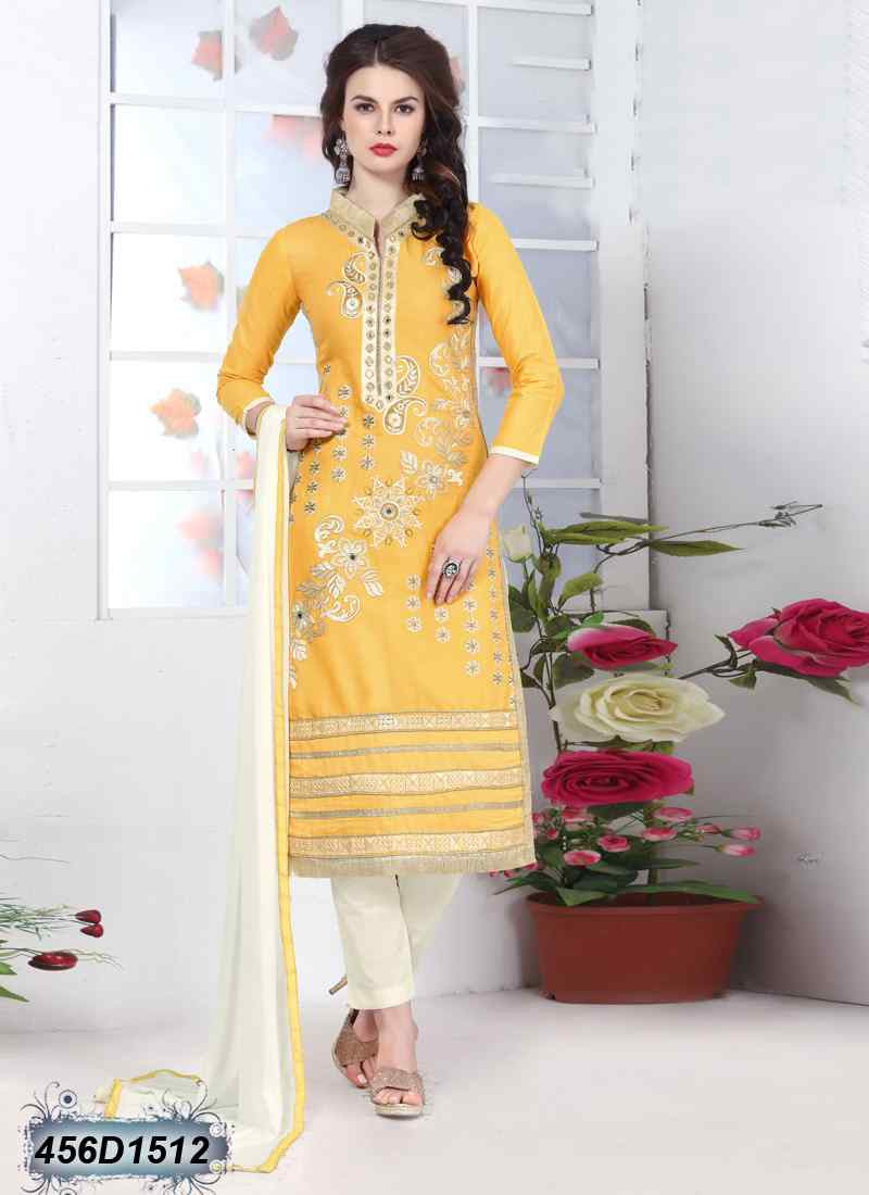 Yellow & White Glace Pure Cotton Salwar