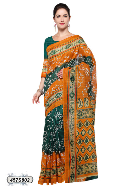 Yellow,Green Poly Silk Sarees