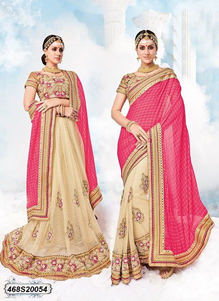 Pink Beige Georgette Sarees