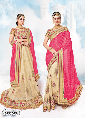 Pink Beige Georgette Sarees