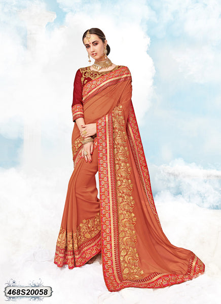 Maroon Beige Georgette Sarees